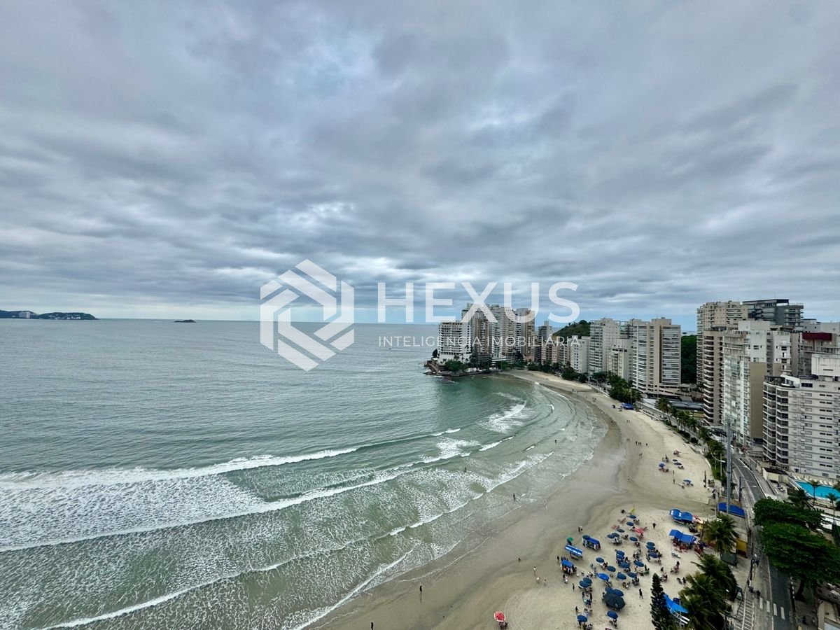 Foto 3 de Apartamento frente mar com varanda vista mar e lazer no Jardim Astúrias, Guarujá