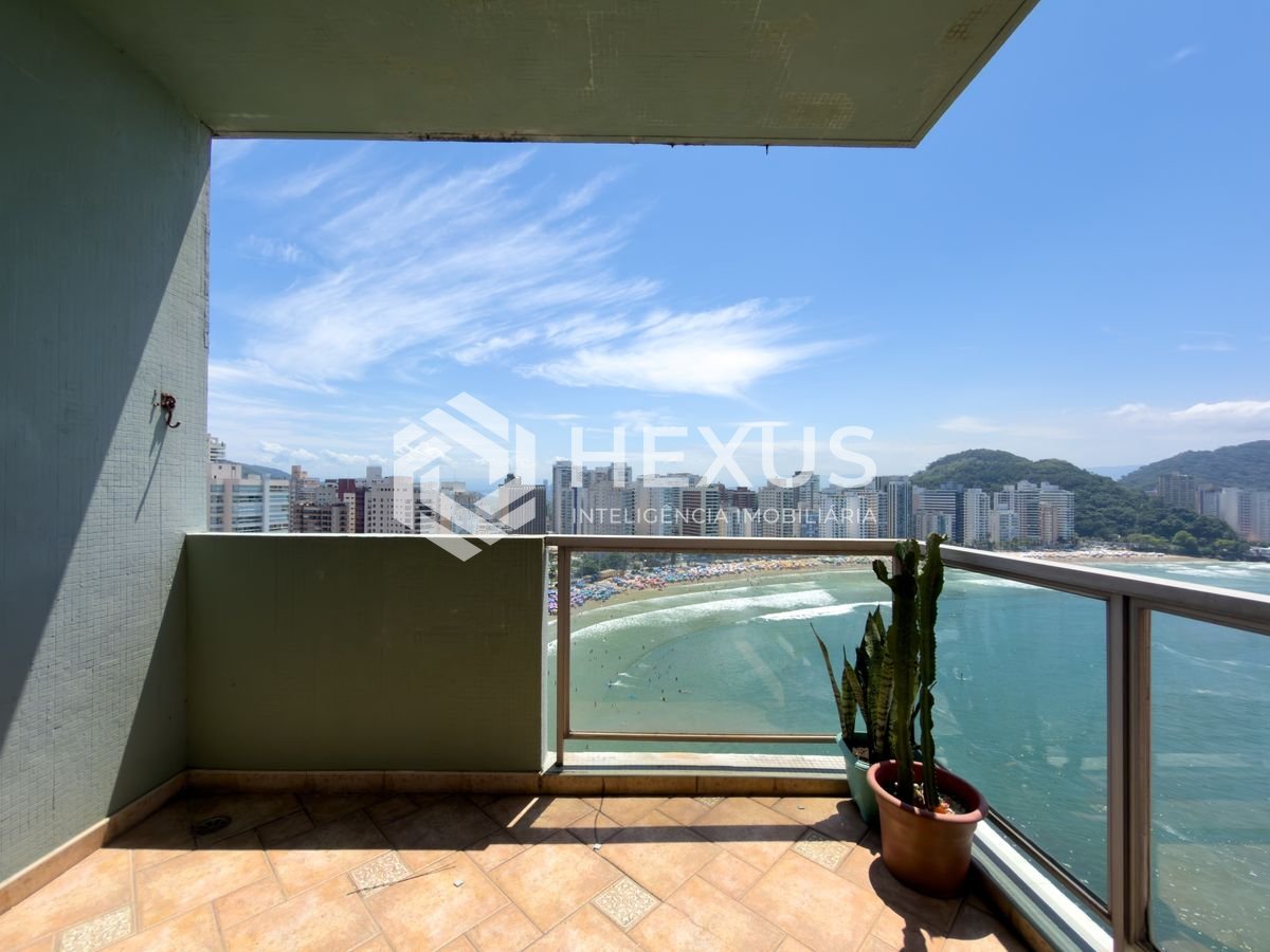 Foto 3 de Apartamento frente mar com varanda vista mar e lazer no Jardim Astúrias, Guarujá