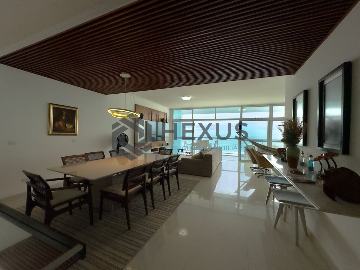 Foto 4 de Apartamento frente mar com varanda vista mar nas Pitangueiras, Guarujá